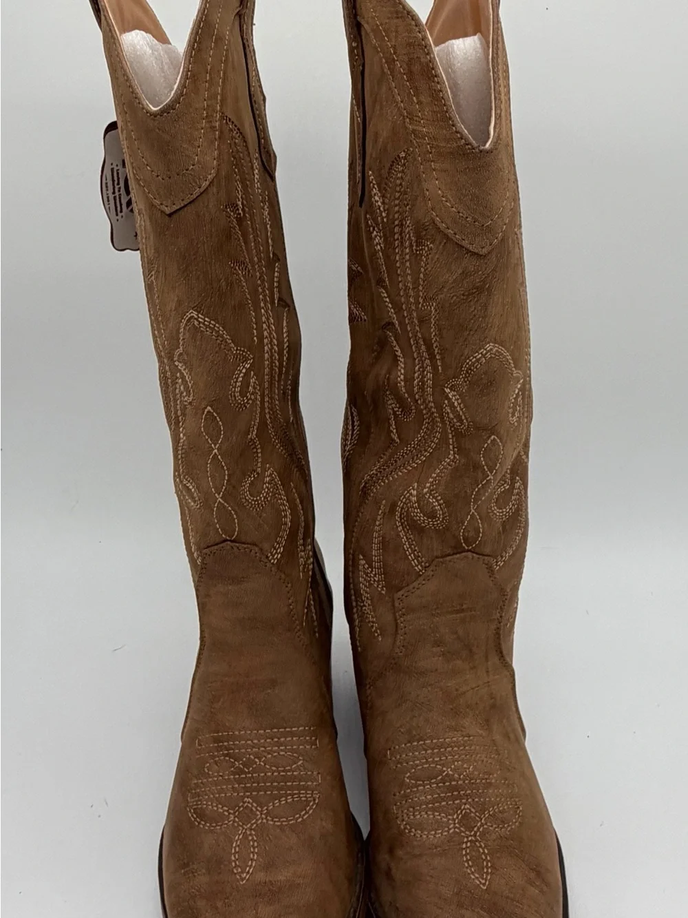 Brown Suede Over-the-Knee Western Boots